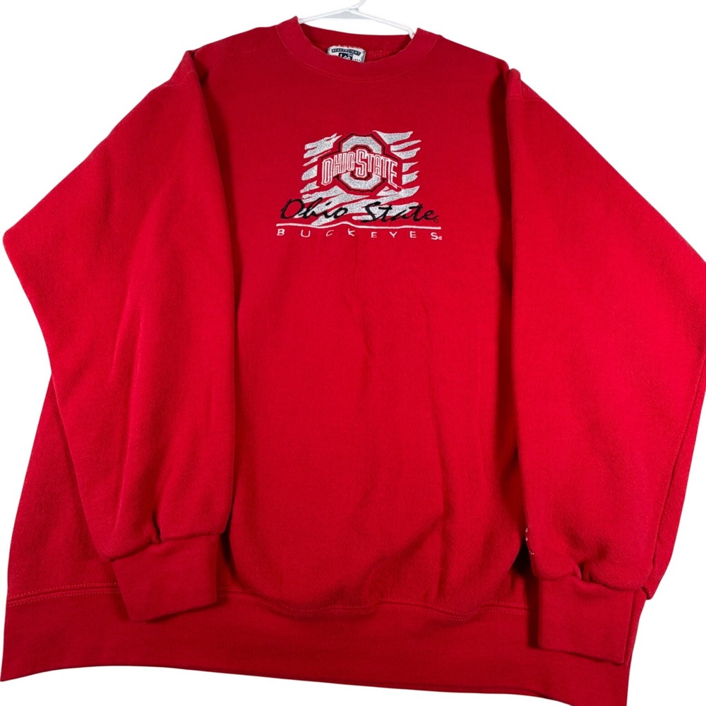 Vintage Lee Heavyweight Ohio State Buckeyes Sweatshirt Red Crewneck Large USA